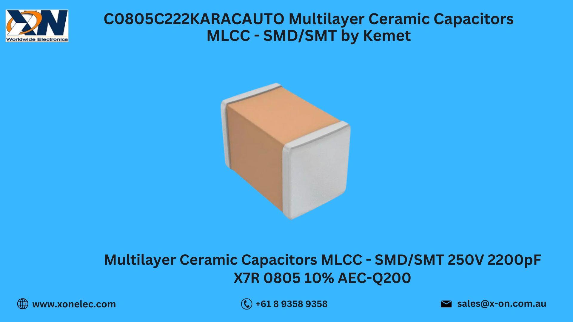 C0805C222KARACAUTO MLCC Capacitor by KEMET | Buy Online at XON image