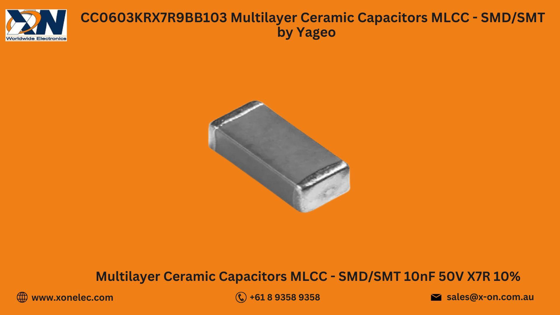 CC0603KRX7R9BB103 MLCC by Yageo – Buy Online at XON image