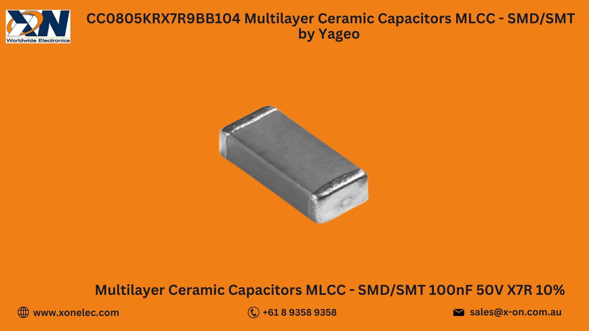 CC0805KRX7R9BB104 MLCC Capacitors by Yageo – Buy Online at XON image