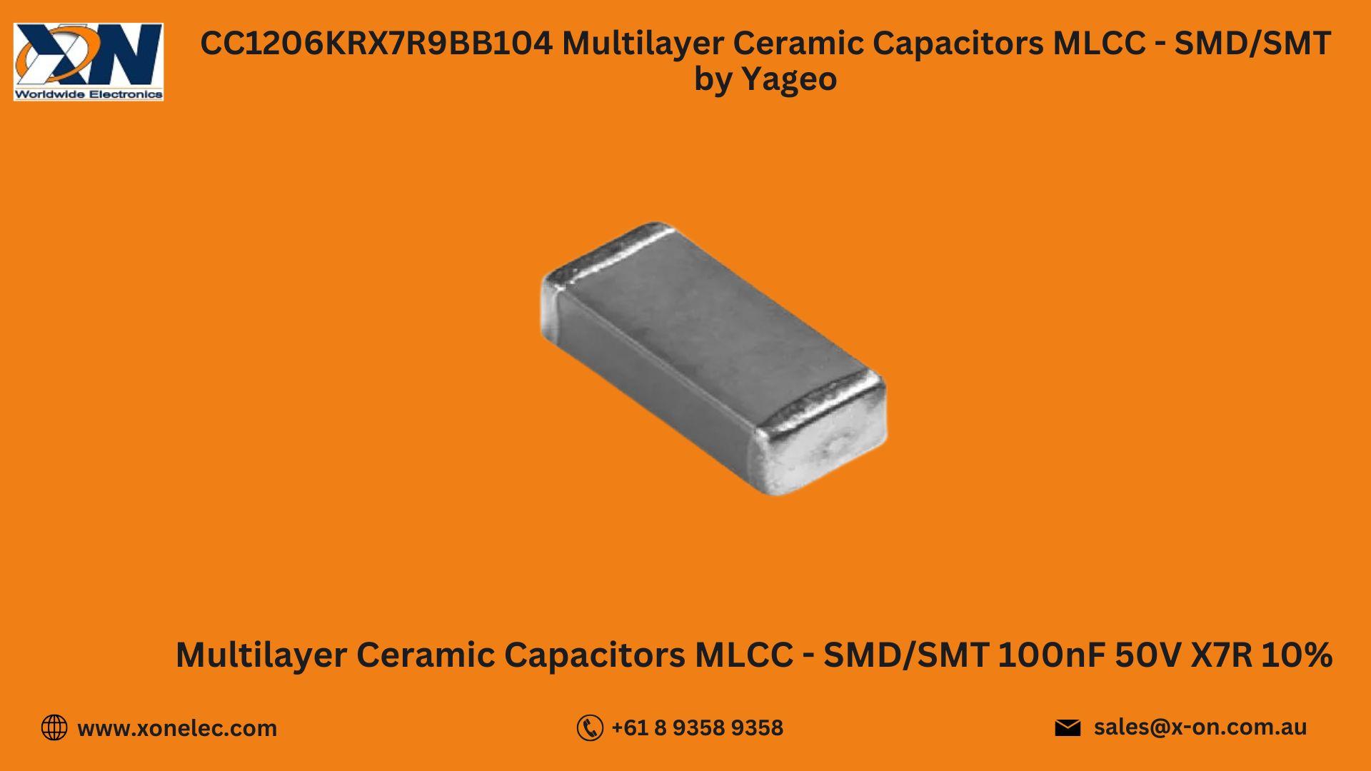CC1206KRX7R9BB104 MLCC Capacitors by Yageo – Buy Online at XON image