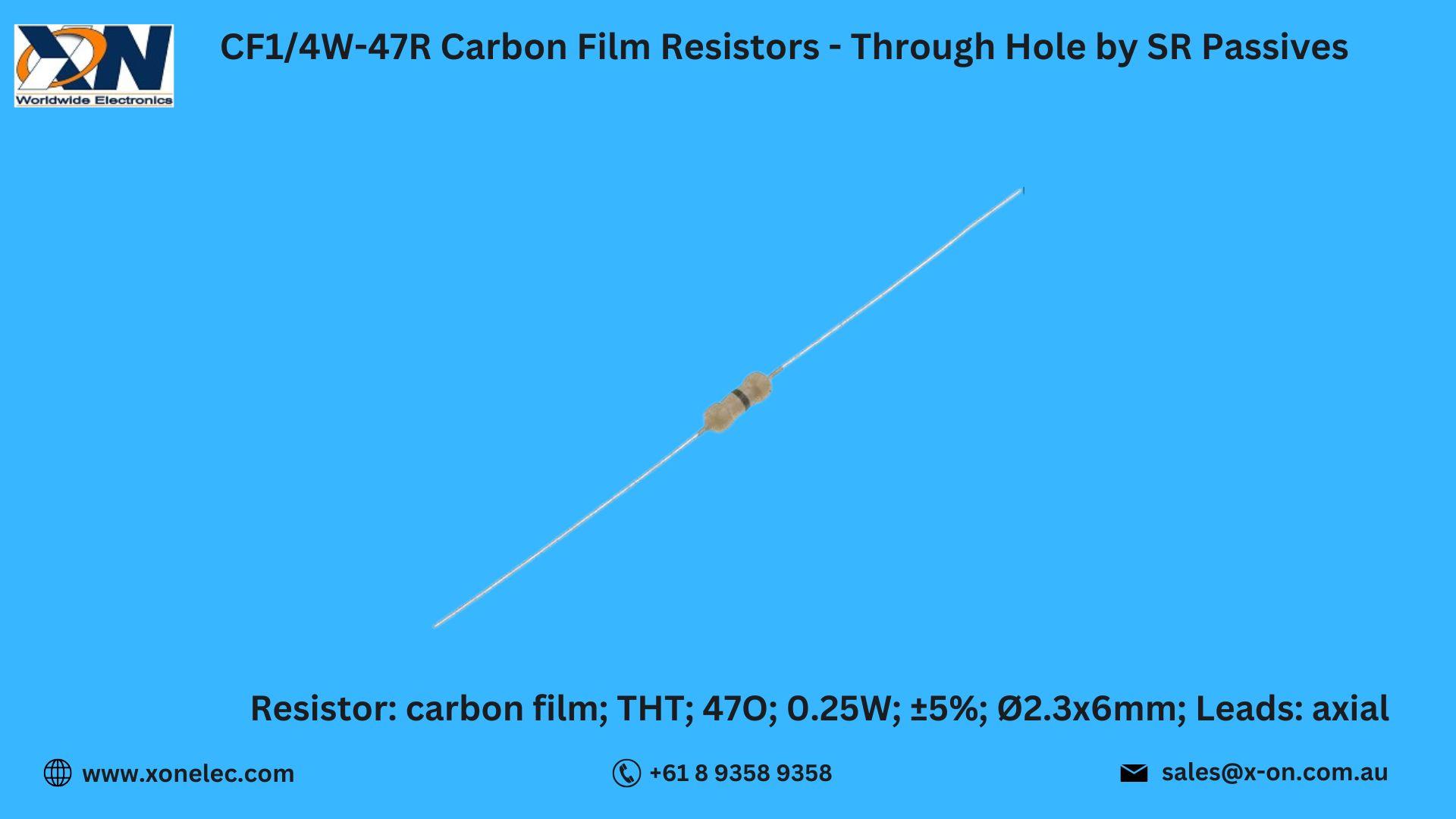 CF1/4W-47R Carbon Film Resistors by SR Passives – Buy Online at XON image