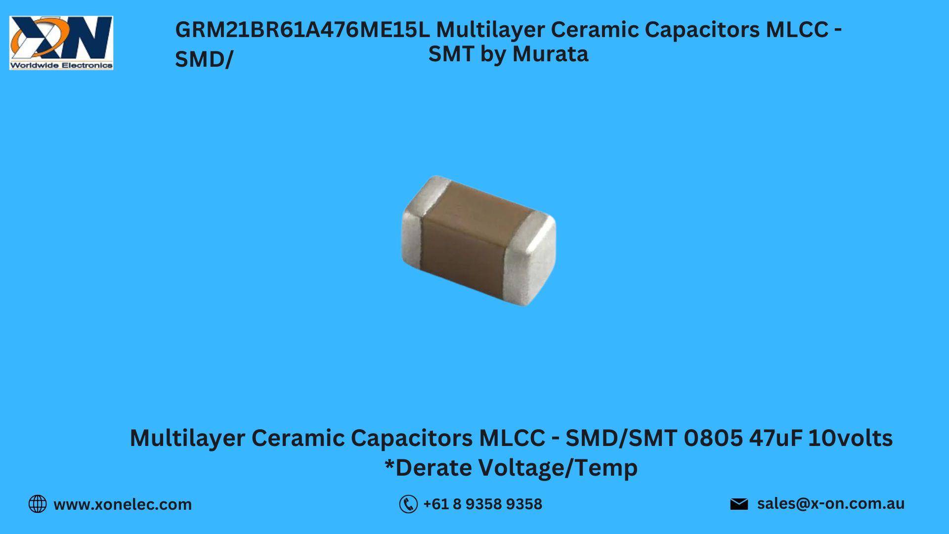 GRM21BR61A476ME15L Murata MLCC Capacitors – Buy Online at XON image