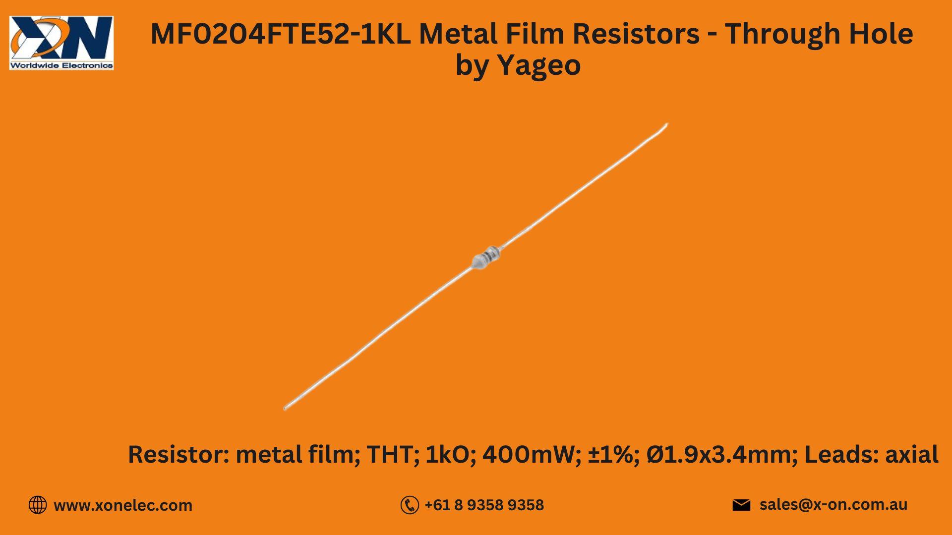 MF0204FTE52-1KL Metal Film Resistors by Yageo – Buy Online at XON image