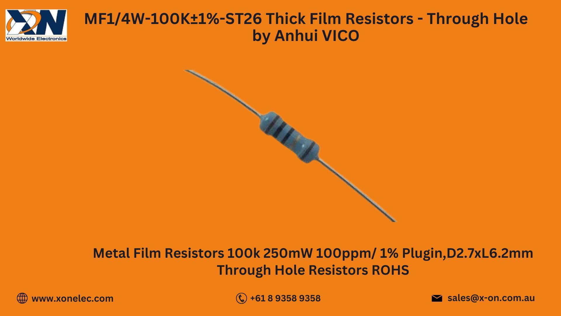 MF1/4W-100K±1%-ST26 Thick Film Resistor 1% by Anhui VICO – Buy Online at XON image
