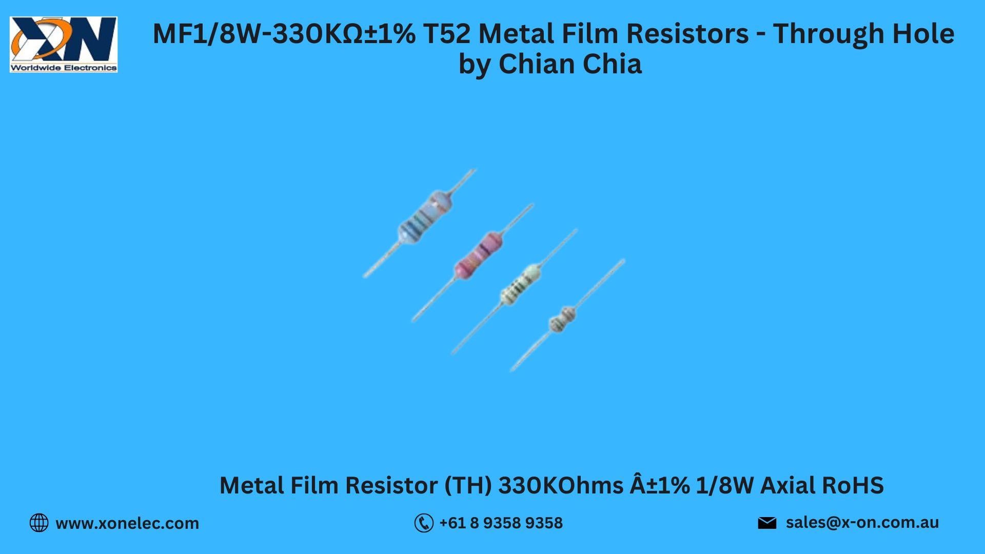 MF1/8W-330KO±1% T52 Metal Film Resistors by Chian Chia – Buy Online at XON image