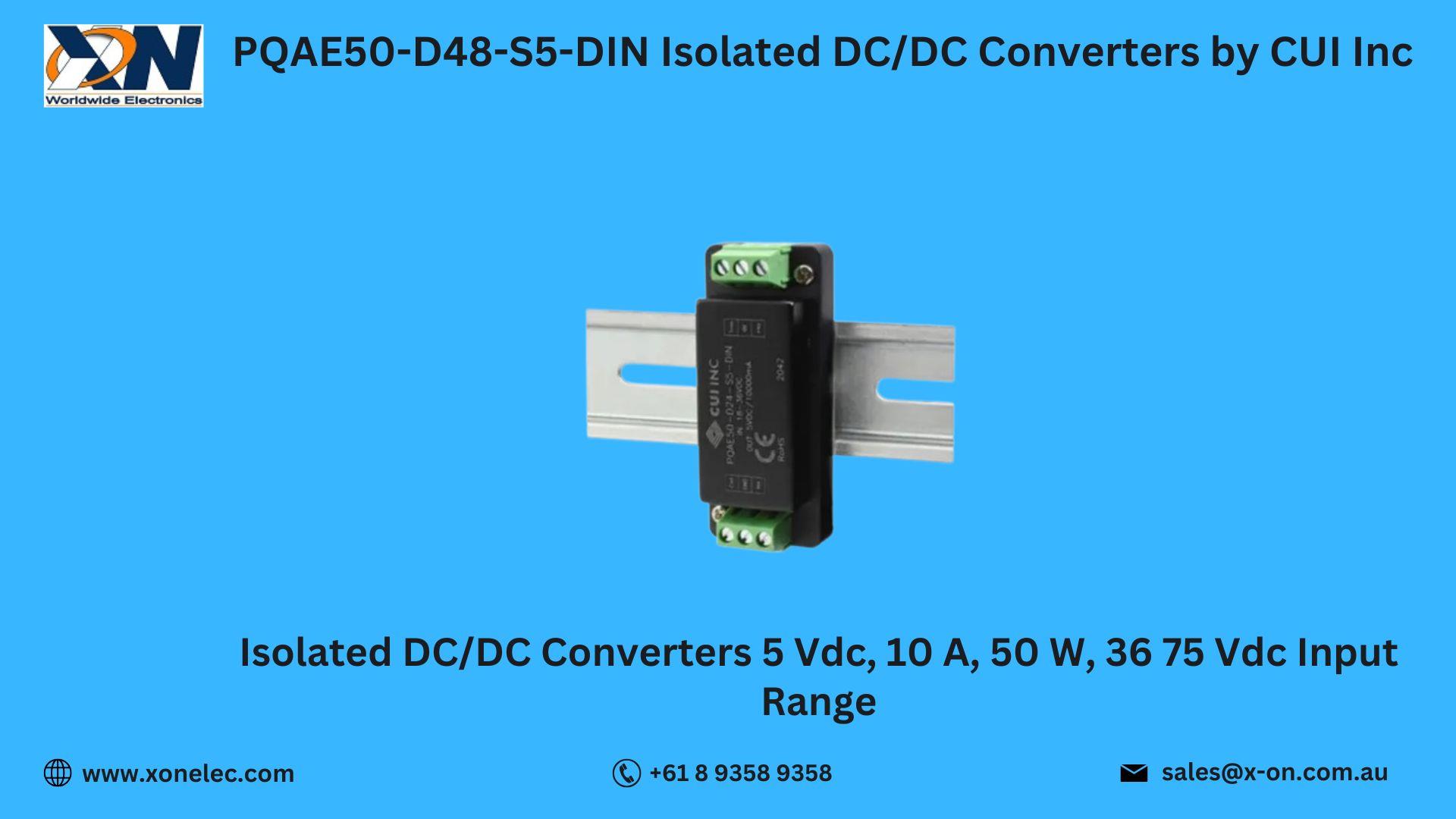 PQAE50-D48-S5-DIN Isolated DC/DC Converters by CUI image