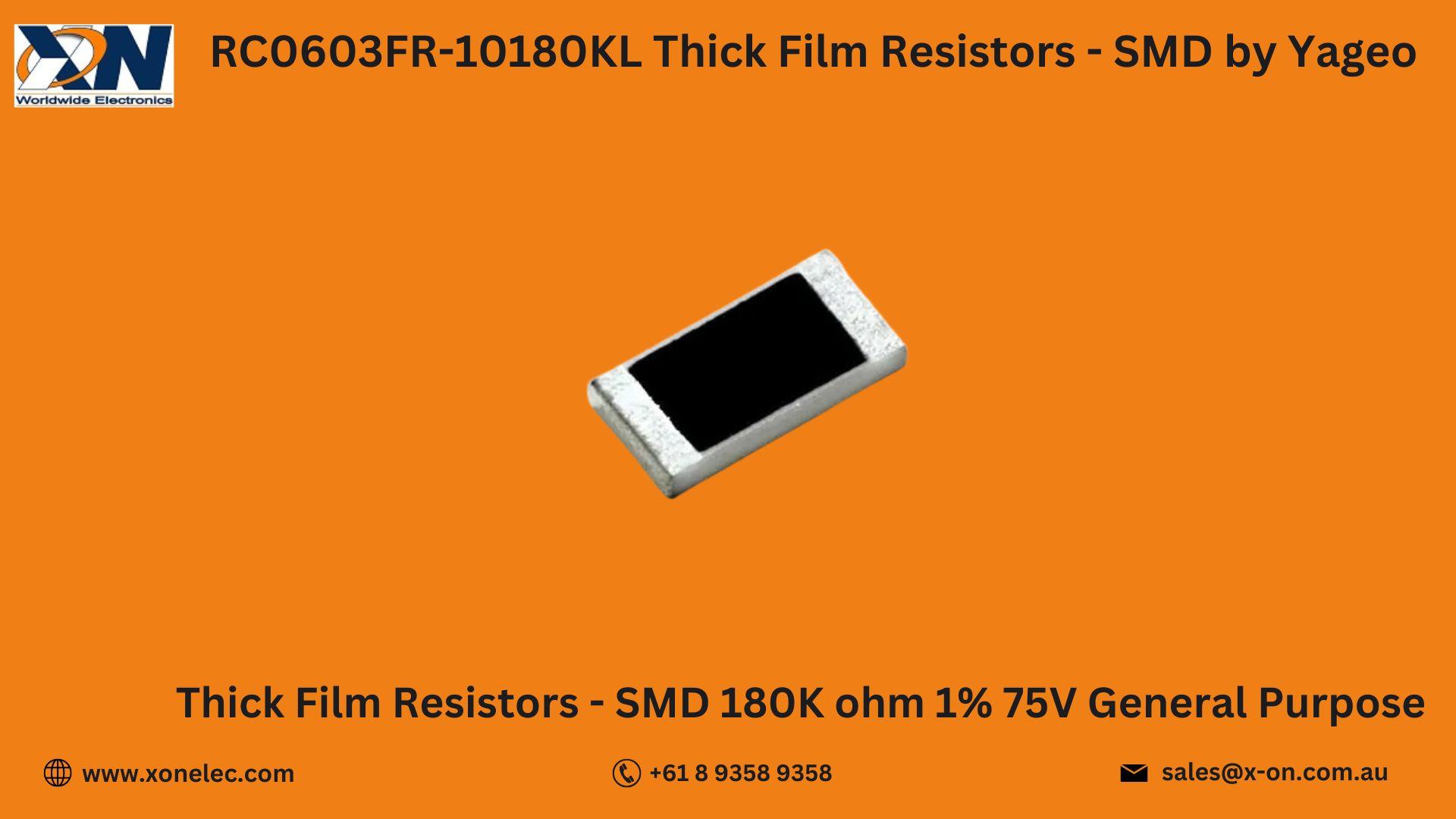 RC0603FR-10180KL Resistors by Yageo – Buy Online at XON image