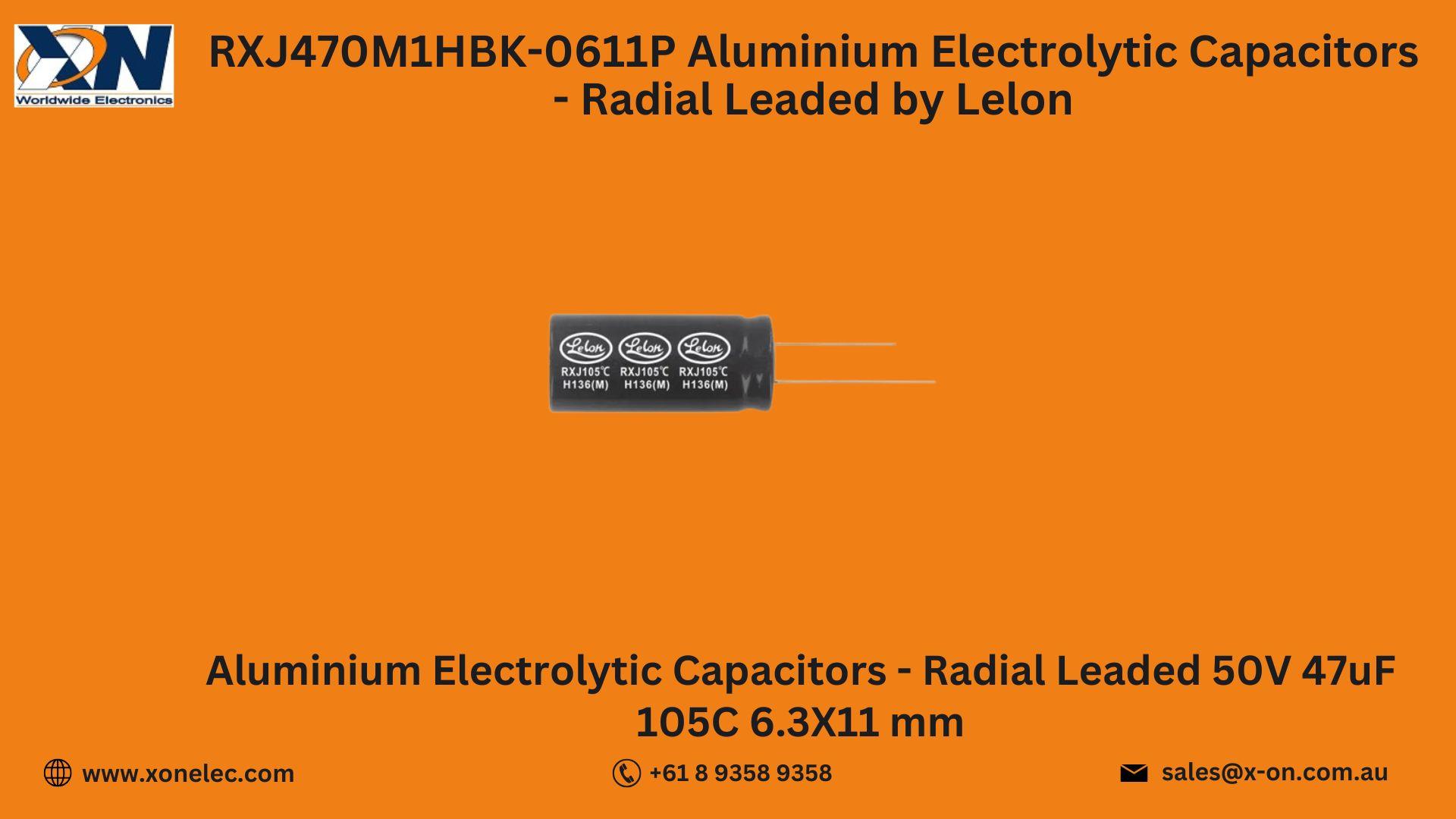 RXJ470M1HBK-0611P Capacitor by Lelon – Buy Online at XON image